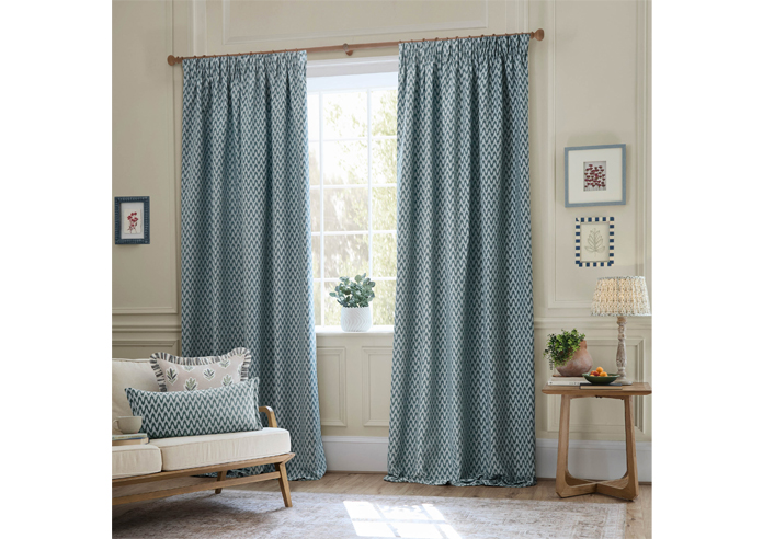 Hutton Pencil Pleat, Blue - Ready Made Curtains - Image 7